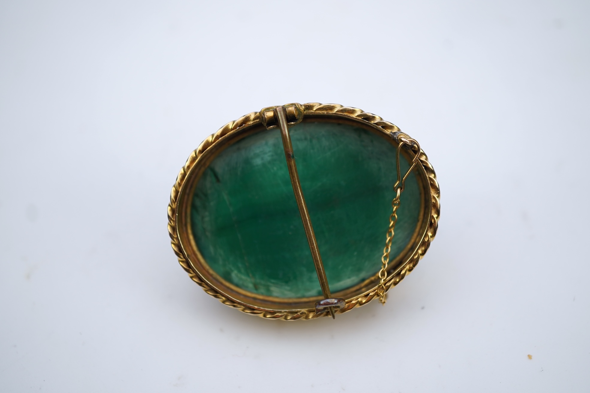 A malachite cameo brooch, mid 19th century